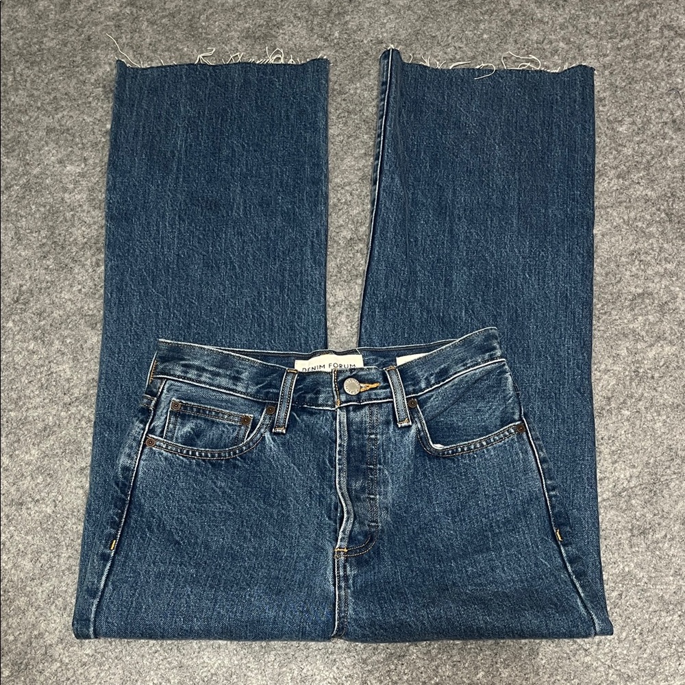 Aritzia Dark Blue Wide-Leg High-Rise Jeans